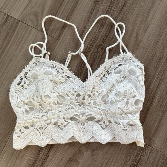 Free People Vivette Lace Bra Top Womens Small White Boho Coastal Beachy Layer - Picture 3 of 12